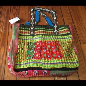 Tricia Fix Free People embroidery beaded tote bag